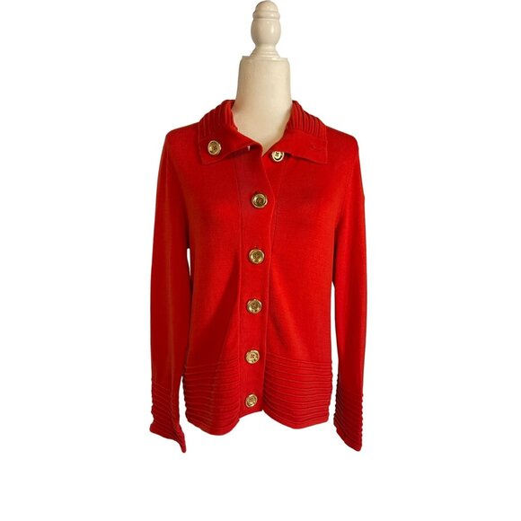 Jones New York Signature Red Gold Button Cardigan | Size M - Picture 1 of 6